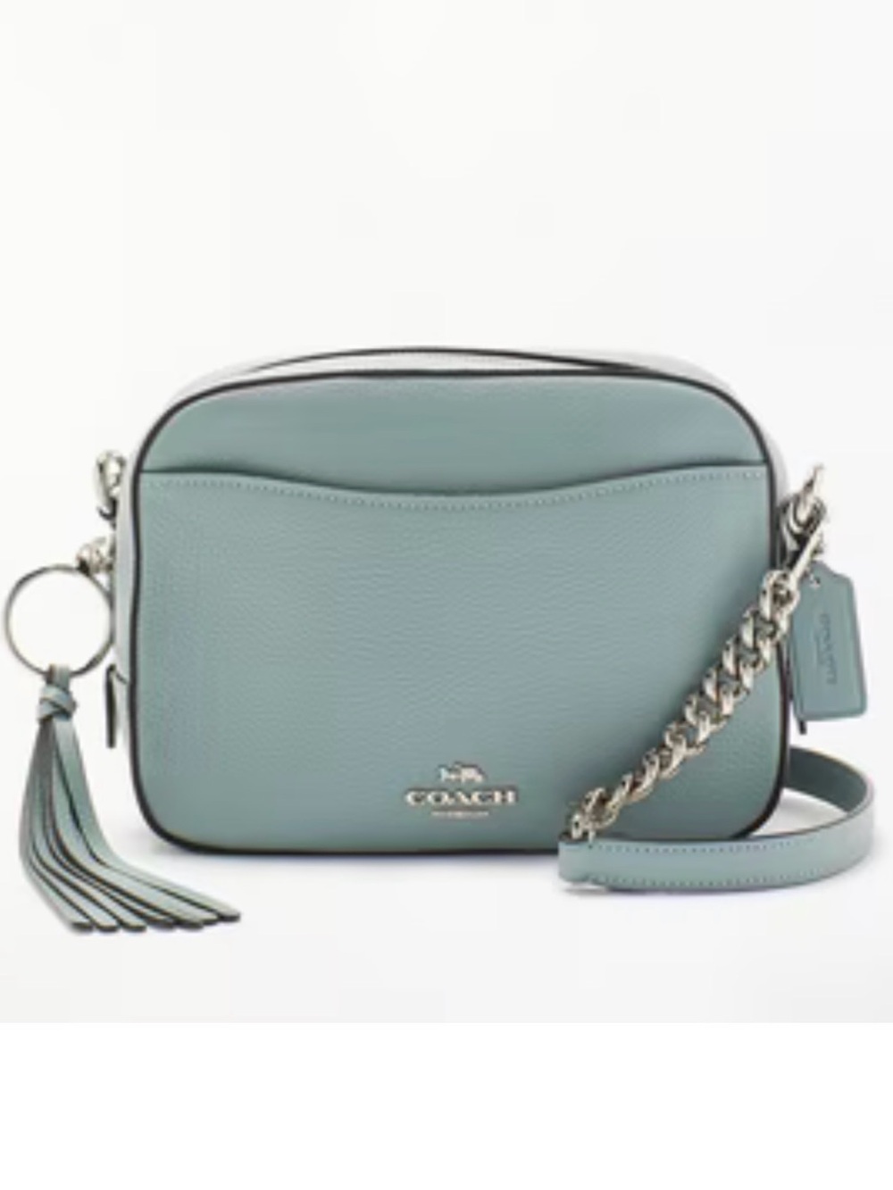 COACH 29411 SAGE PEBBLED LEATHER TASSEL CAMERA CROSSBODY BAG 🌟EUC🌟